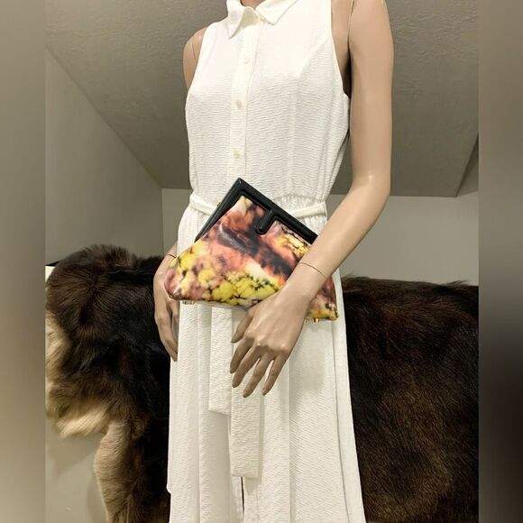 Handmade Genuine Premium Leather Tie-dye Printed Wooden Frame Bag with 2 Straps - Picture 4 of 16